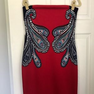 Express red strapless dress